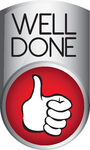 Well Done Button   Silver And Red Well Done Button Isolated