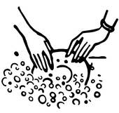 Black And White Version Of Washing The Dishes   Clipart Graphic