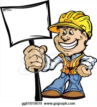 Contractor Clipart Happy Construction Contractor With Sign Cartoon    