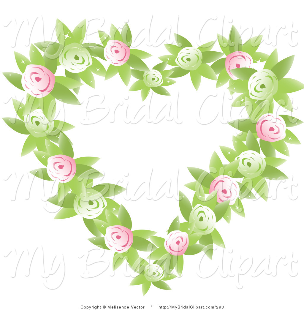 Larger Preview  Bridal Clipart Of A Green And Pink Rosebud And Leaf