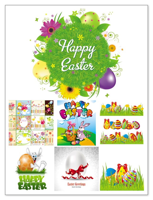 Easter Vector Clipart Set Of 7 Vector Easter Clip Arts With Easter