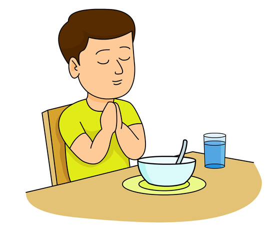 Christian Clipart   Boy Praying At Dinner Table   Classroom Clipart
