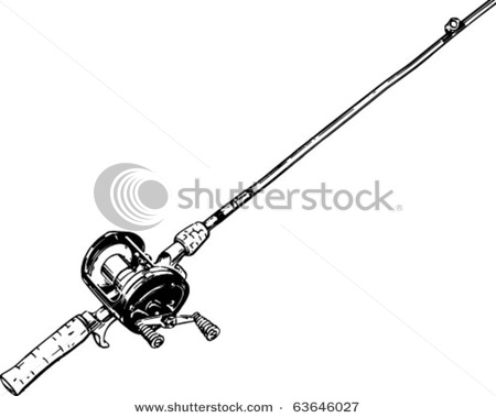 Fishing Rod 2   Retro Clipart Illustration   Stock Vector