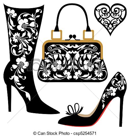 Vector Clip Art Of Fashion Illustration   Silhouettes Of Women Shoes