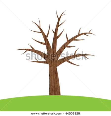 Brown Bare Tree Clipart Stock Vector Leafless Brown Tree On A Hill