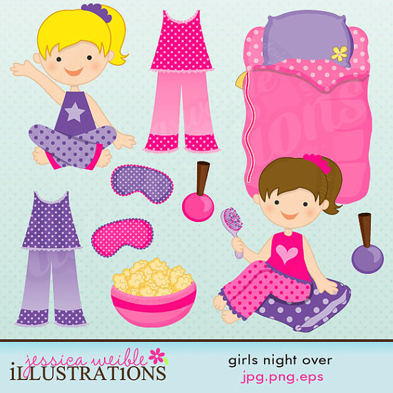Girls Night Over Cute Digital Clipart For Card Design Scrapbooking