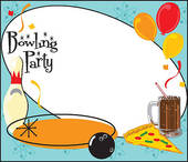 Kids Bowling Party Invitation   Royalty Free Clip Art