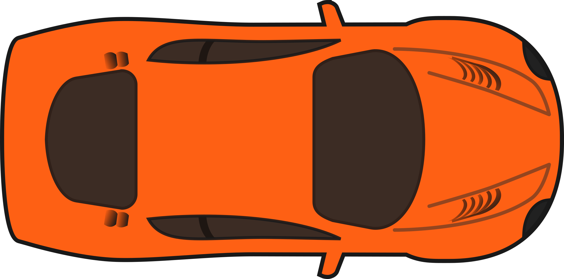 Orange Racing Car  Top View  By Qubodup