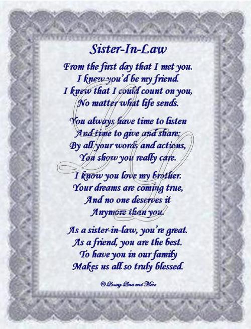 Sister In Law Poem Is For That Special Sister In Law Who Has Become