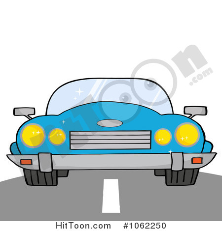Car Clipart  1062250  Blue Convertible Car On A Road By Hit Toon