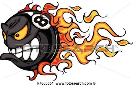 Clipart   Billiards Eight Ball Flaming Face  Fotosearch   Search Clip