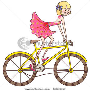 Clipart Image  Girl Riding A Yellow Bicycle