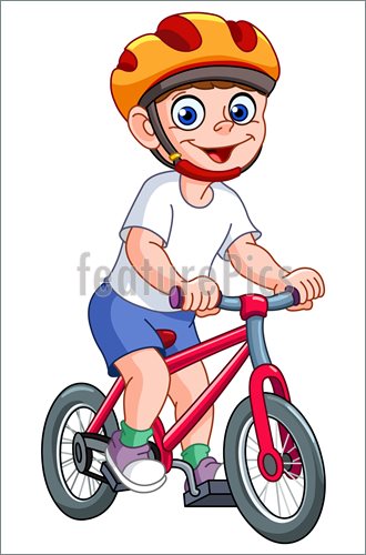 Illustration Of Kid On Bicycle    Cute Kid Riding His Bicycle