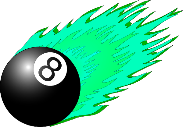 Pool 8 Eight Ball Flame Flaming Fire Vector Clip Art