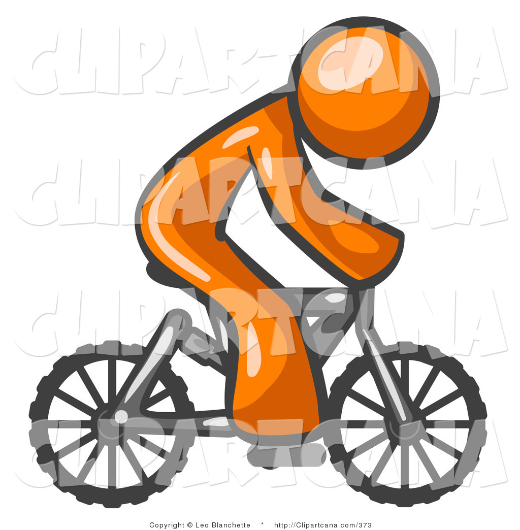 Vector Clip Art Of An Orange Man Riding A Bicycle To The Right By Leo    