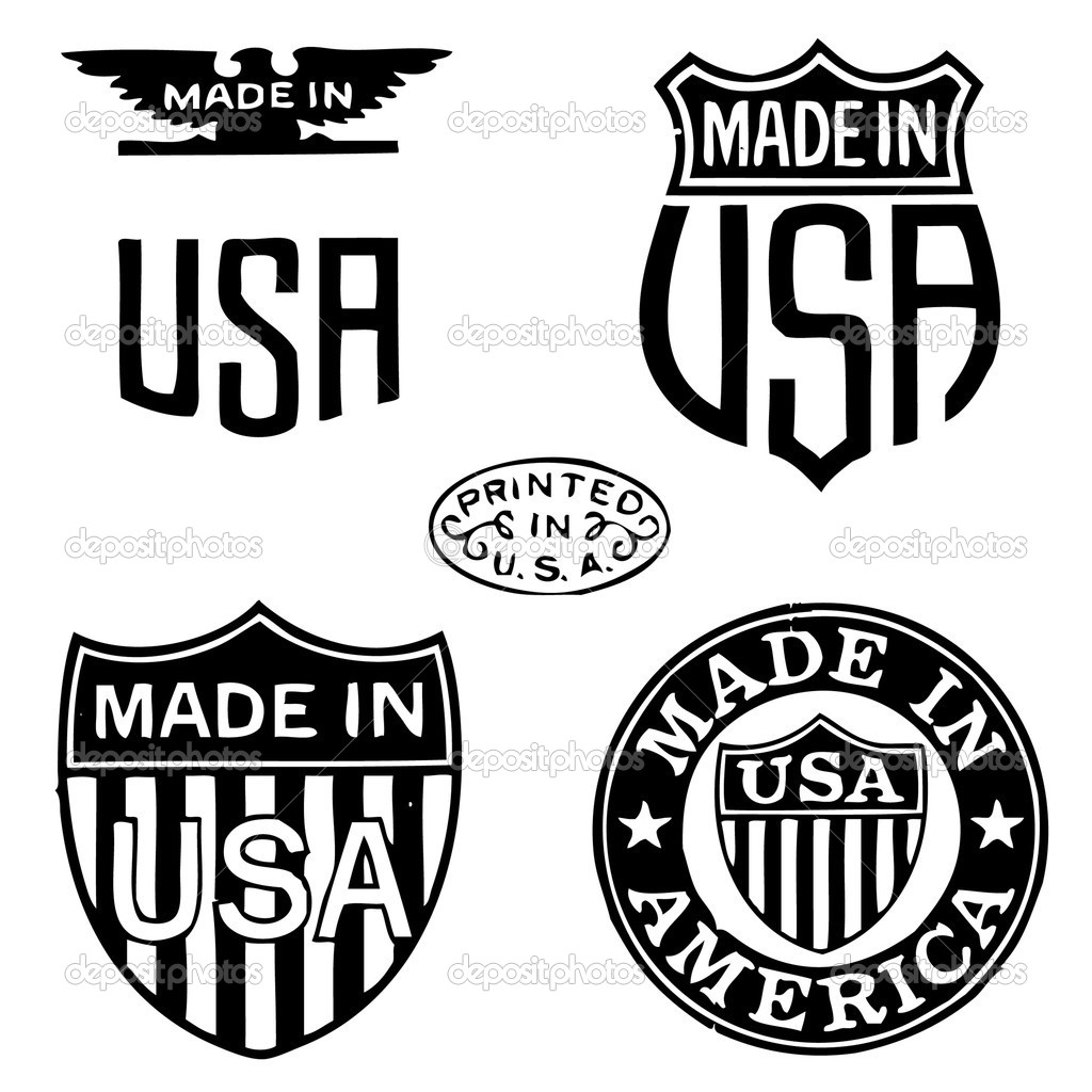 Vector Retro Clipart Made In The Usa Stamps   Stock Vector