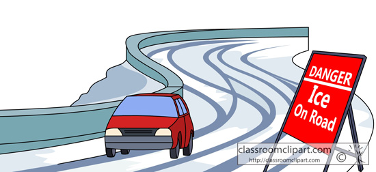 Weather   Car Driving On Icy Road   Classroom Clipart