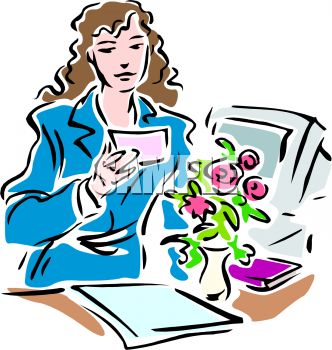 Women Working Clipart Woman Getting Flowers At Work