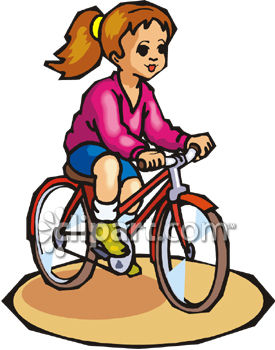 Young Girl Riding A Bicycle   Royalty Free Clipart Image