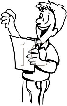     And White Cartoon Of Boy Giving A Speech  Royalty Free Clipart Image