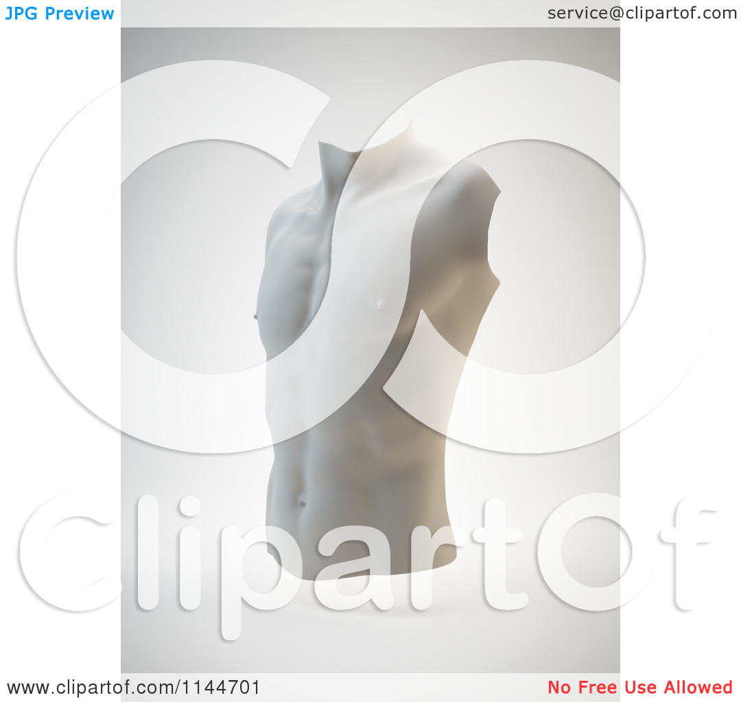 Clipart Of A 3d Male Torso Statue Bust   Royalty Free Cgi Illustration