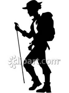 Silhouette Of A Female Hiker Royalty Free Clipart Picture