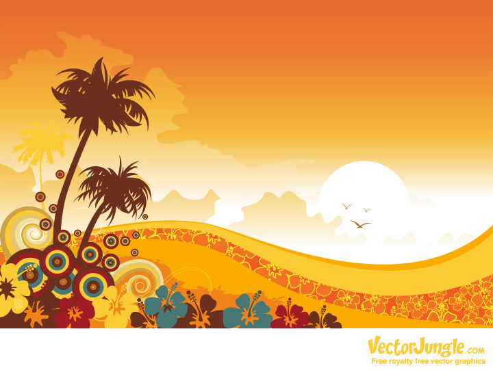 Beach Sunset Clipart Wallpapers Vector Palm Tree Beach Sunset
