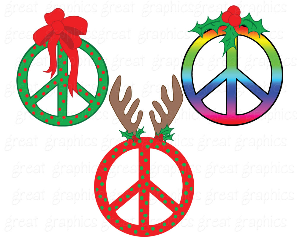 Clip Art Christmas Digital Printable Christmas Peace Sign Clip Art