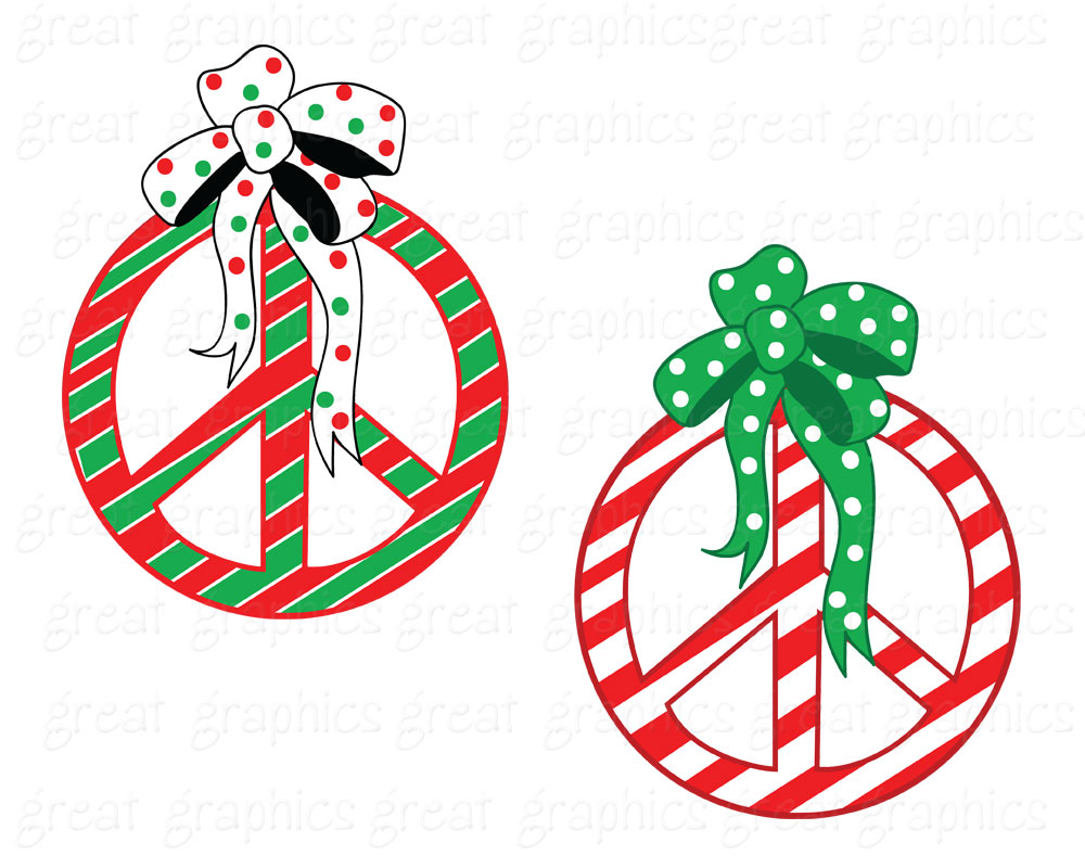 Clip Art Christmas Digital Printable Christmas Peace Sign Clip Art