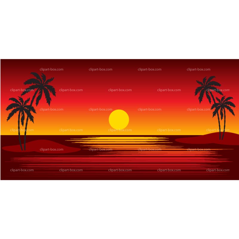 Clipart Beach Sunset   Royalty Free Vector Design