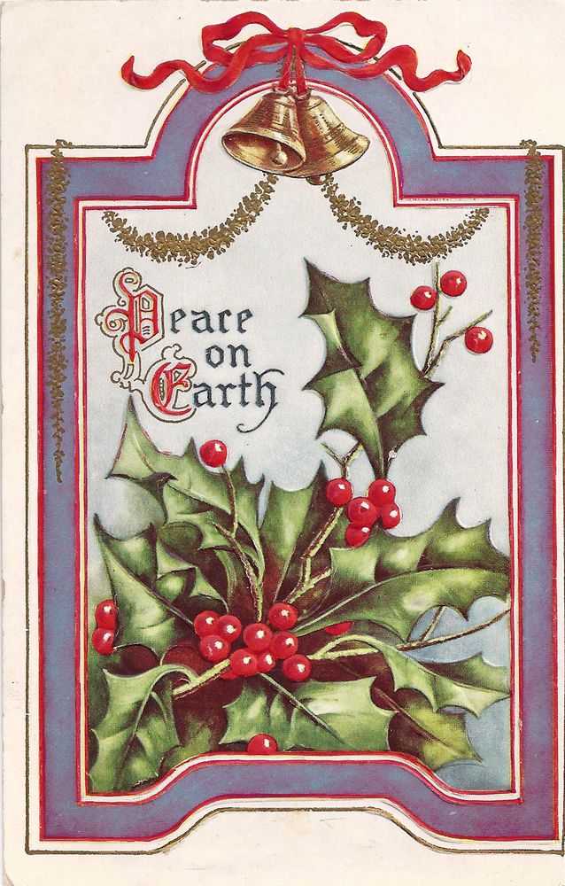 Frog Designs  Peace On Earth Free Vintage Christmas Postcard Clip Art