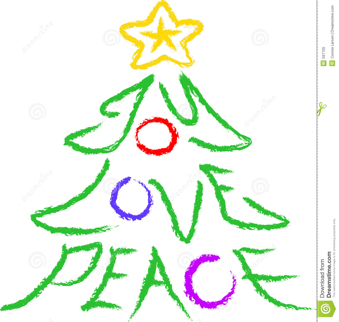Illustration Of A Christmas Tree With The Words Joy Love And Peace