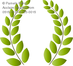 Clip Art Image Of A Greek Style Wreath Of Olive Branches   Acclaim