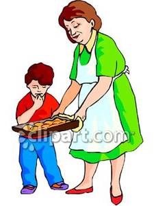 Fresh Baked Cookies To Her Grandson   Royalty Free Clipart Picture
