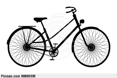 Silhouette Of Retro Bicycle On White Background Stock Photo