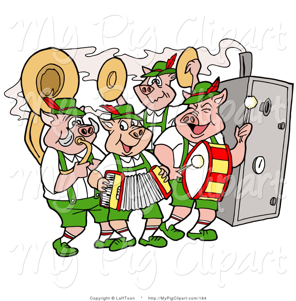 Swine Clipart Of A Group Of Pig Oktoberfest Band Playing Instruments