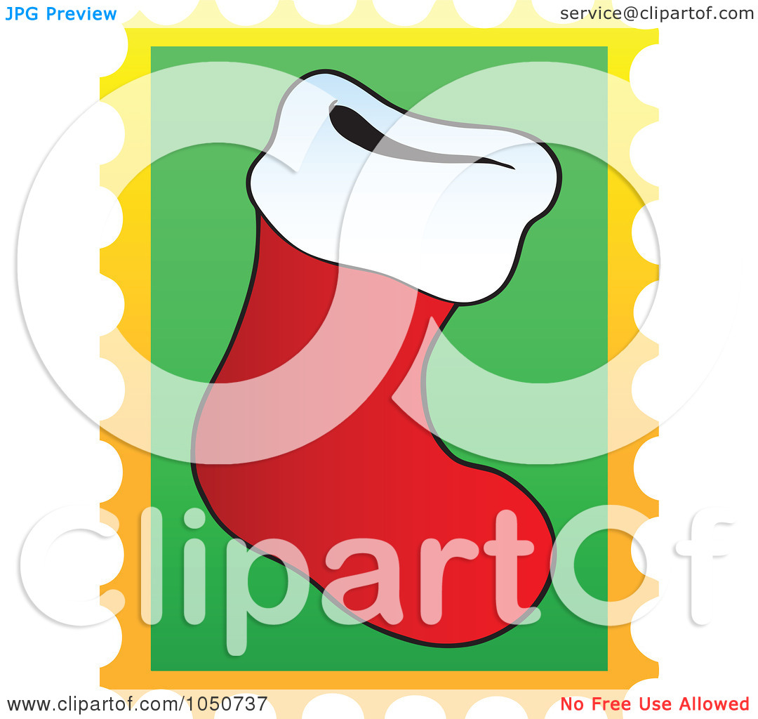 Clip Art Illustration Of A Christmas Postage Stamp Of A Christmas