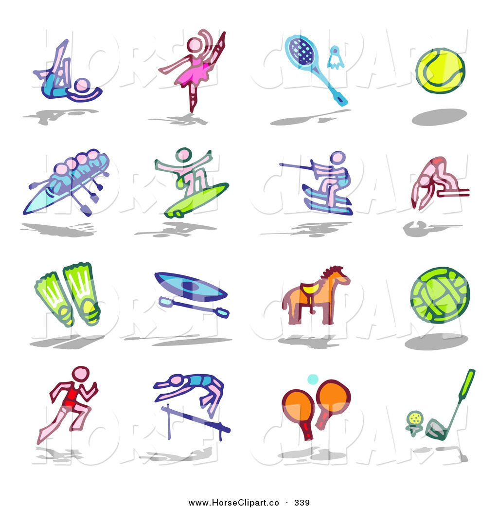 Clip Art Of A Digital Collage Of Colorful Dance Sports And Track And