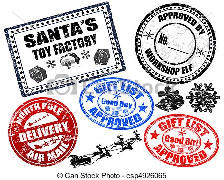 Clipart Vector Of Christmas Stamps Set   Collection Of Isolatet Gruge