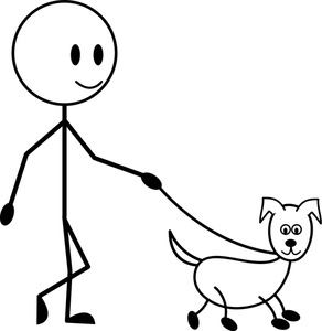 Dog Cartoon Clipart Image   Stick Figure Kid A Boy Walking His Dog