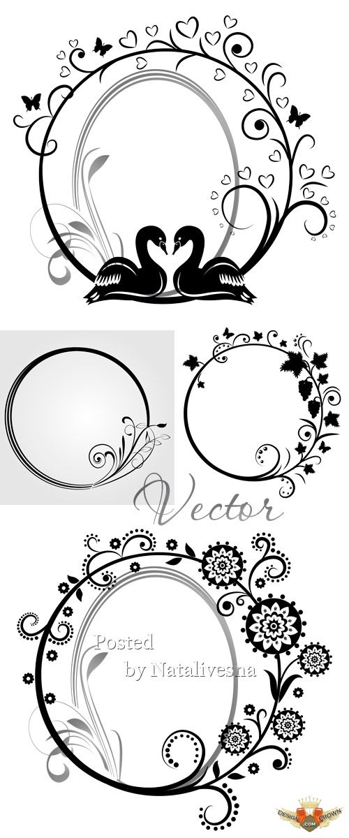 Elegant Love Vector Frames With Swans Free Clipart