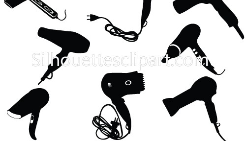 Hair Dryer Silhouette Vector Graphics Pack   Silhouette Clip Art