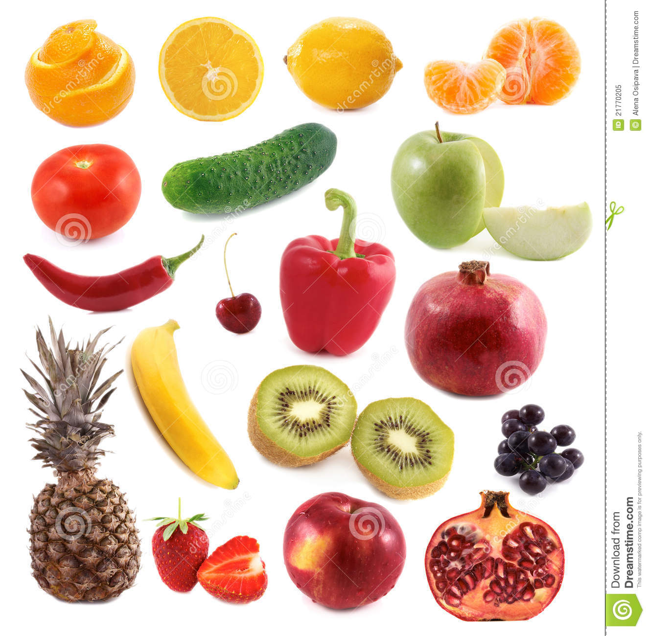 Variety Fruit Vegetables And Cheese Royalty Free Clipart