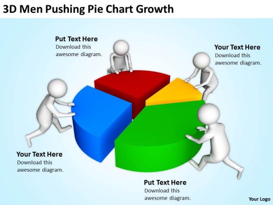 Business People Clipart 3d Men Pushing Pie Chart Growth Powerpoint