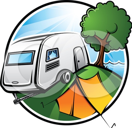 Clip Art Camping With Retro Rv Dad And Son Out Fishing Clipart   Free