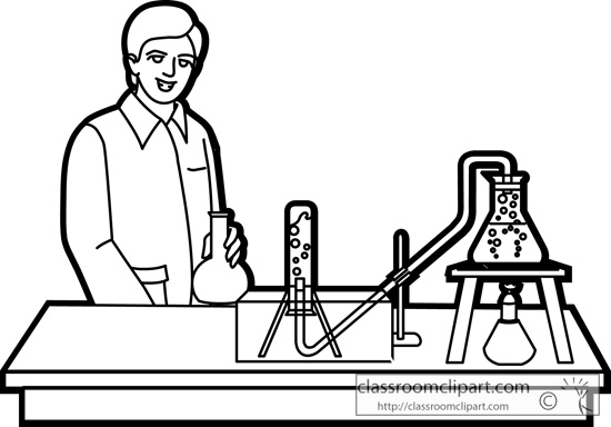 Chemistry Students Lab Experiment Outline   Classroom Clipart
