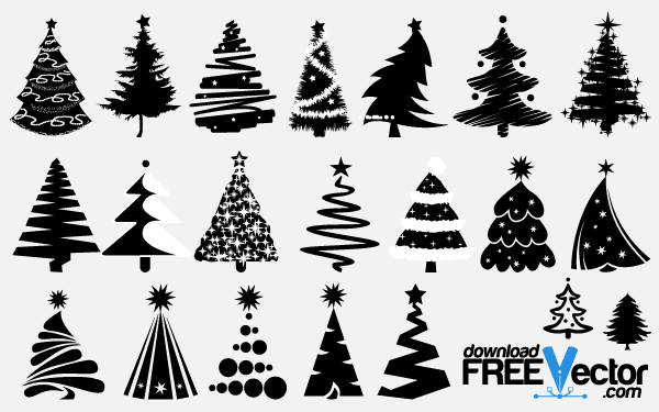 Free Vector Christmas Tree Silhouettes   123freevectors