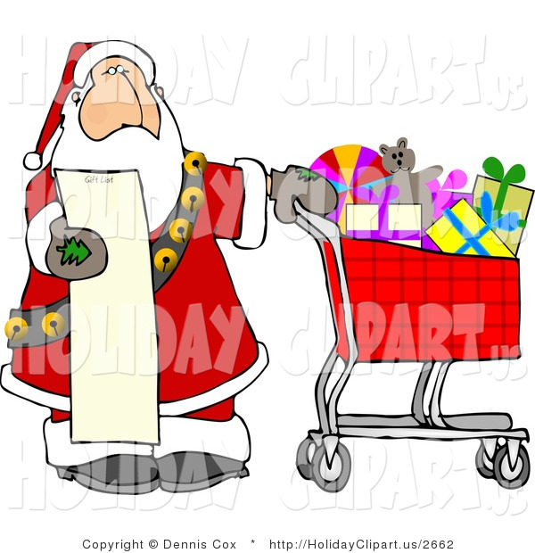 Holiday Clip Art Of Santa Claus Going Shopping In A Toy Store From His