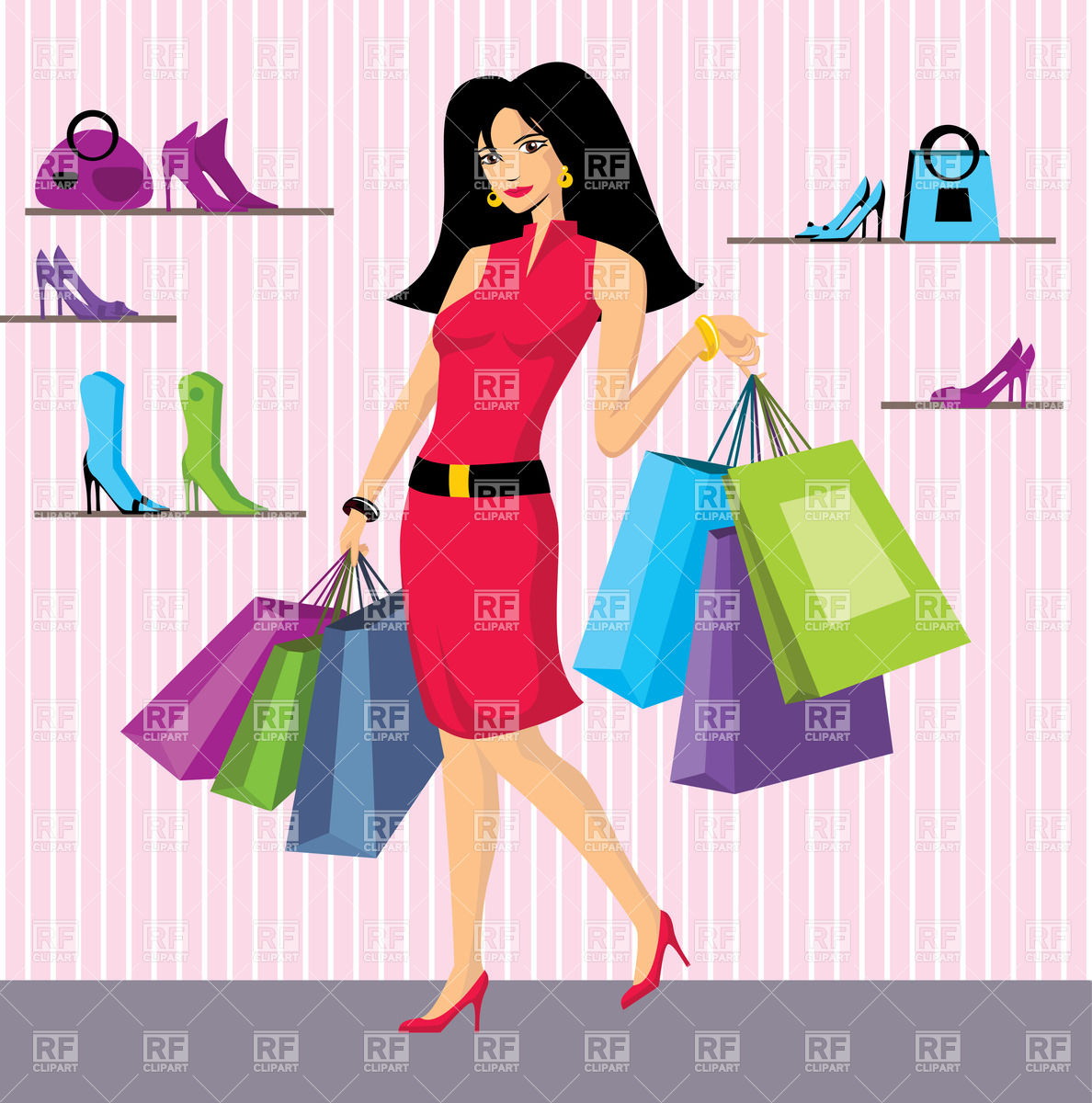 Shopping Bags In Shoes Shop Download Royalty Free Vector Clipart  Eps