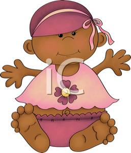 African American Baby Wearing A Bonnet   Royalty Free Clipart Picture